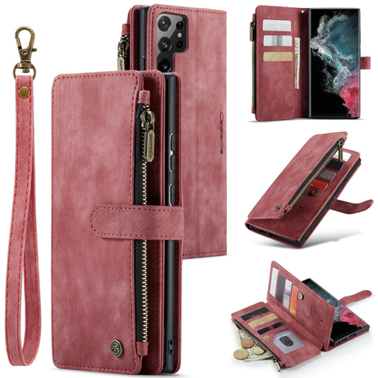 For Samsung Galaxy S22 Ultra 5G CaseMe C30 Multifunctional Phone Leather Case with Holder & Card Slot & Wallet(Red) - Galaxy S22 Ultra 5G Cases by CaseMe | Online Shopping UK | buy2fix