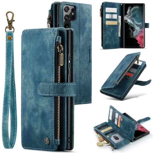 For Samsung Galaxy S22 Ultra 5G CaseMe C30 Multifunctional Phone Leather Case with Holder & Card Slot & Wallet(Blue) - Galaxy S22 Ultra 5G Cases by CaseMe | Online Shopping UK | buy2fix