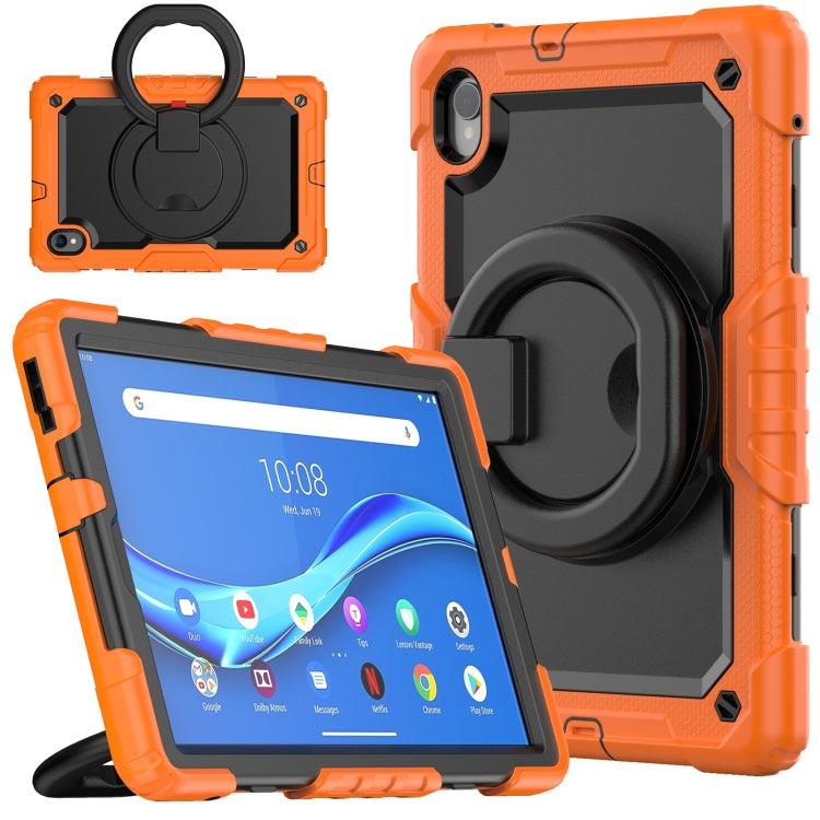 For Lenovo M10 Plus X606F Silicone + PC Holder Tablet Case(Orange+Black) - Lenovo by buy2fix | Online Shopping UK | buy2fix