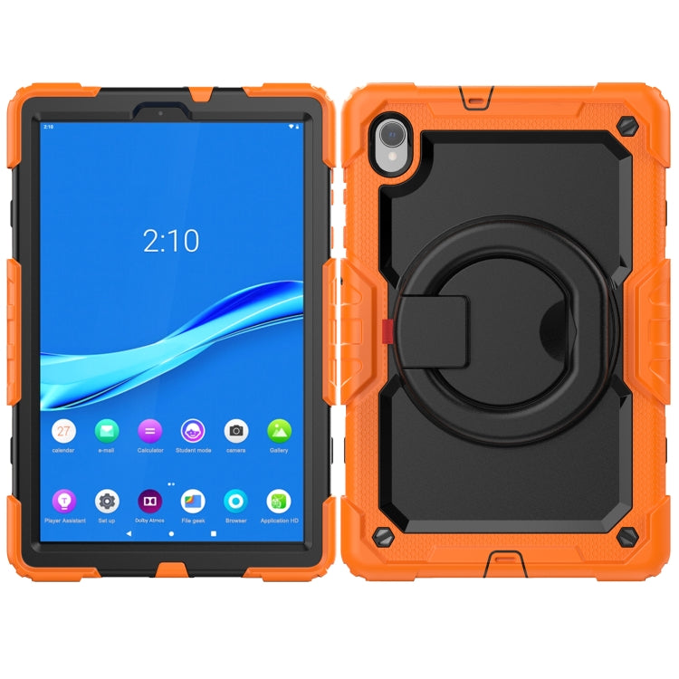For Lenovo M10 Plus X606F Silicone + PC Holder Tablet Case(Orange+Black) - Lenovo by buy2fix | Online Shopping UK | buy2fix