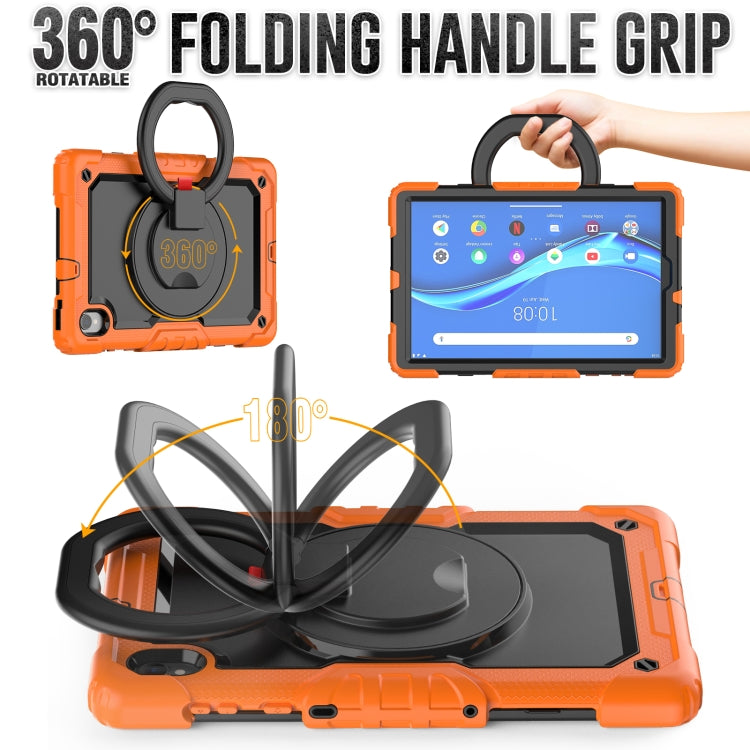 For Lenovo M10 Plus X606F Silicone + PC Holder Tablet Case(Orange+Black) - Lenovo by buy2fix | Online Shopping UK | buy2fix