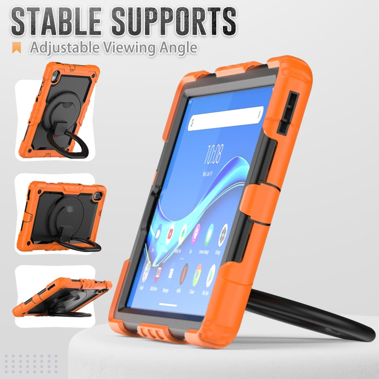 For Lenovo M10 Plus X606F Silicone + PC Holder Tablet Case(Orange+Black) - Lenovo by buy2fix | Online Shopping UK | buy2fix
