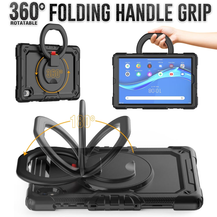 For Lenovo M10 Plus X606F Silicone + PC Holder Tablet Case(Black) - Lenovo by buy2fix | Online Shopping UK | buy2fix