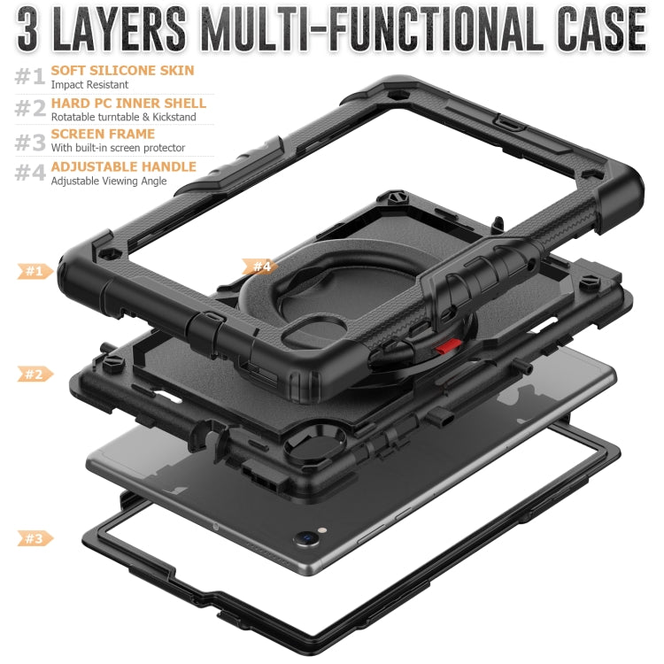 For Lenovo M10 Plus X606F Silicone + PC Holder Tablet Case(Black) - Lenovo by buy2fix | Online Shopping UK | buy2fix