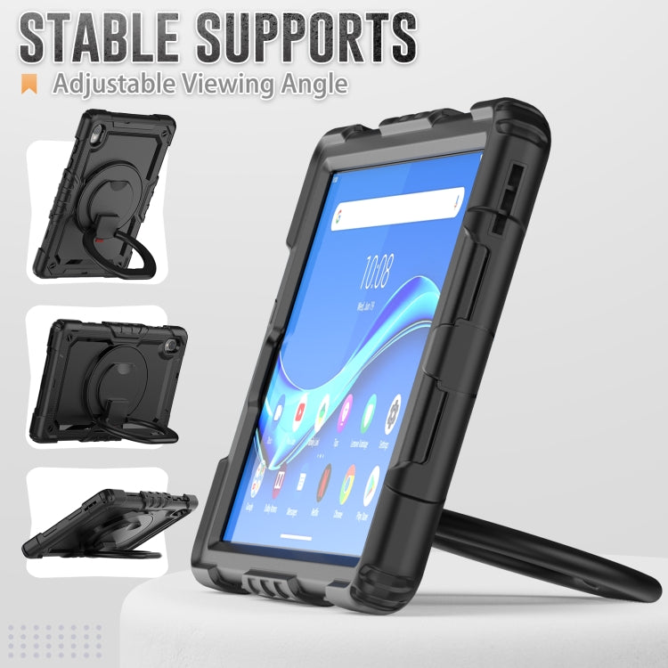 For Lenovo M10 Plus X606F Silicone + PC Holder Tablet Case(Black) - Lenovo by buy2fix | Online Shopping UK | buy2fix