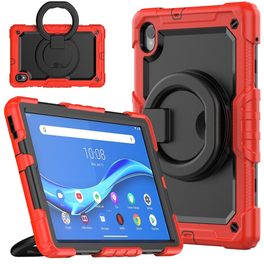 For Lenovo M10 Plus X606F Silicone + PC Holder Tablet Case(Red+Black) - Lenovo by buy2fix | Online Shopping UK | buy2fix