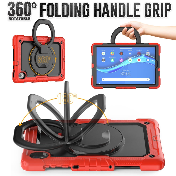 For Lenovo M10 Plus X606F Silicone + PC Holder Tablet Case(Red+Black) - Lenovo by buy2fix | Online Shopping UK | buy2fix