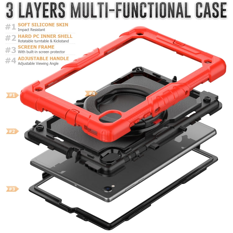 For Lenovo M10 Plus X606F Silicone + PC Holder Tablet Case(Red+Black) - Lenovo by buy2fix | Online Shopping UK | buy2fix