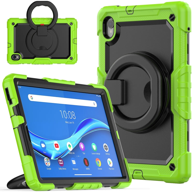 For Lenovo M10 Plus X606F Silicone + PC Holder Tablet Case(Yellow Green+Black) - Lenovo by buy2fix | Online Shopping UK | buy2fix