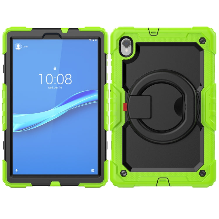 For Lenovo M10 Plus X606F Silicone + PC Holder Tablet Case(Yellow Green+Black) - Lenovo by buy2fix | Online Shopping UK | buy2fix