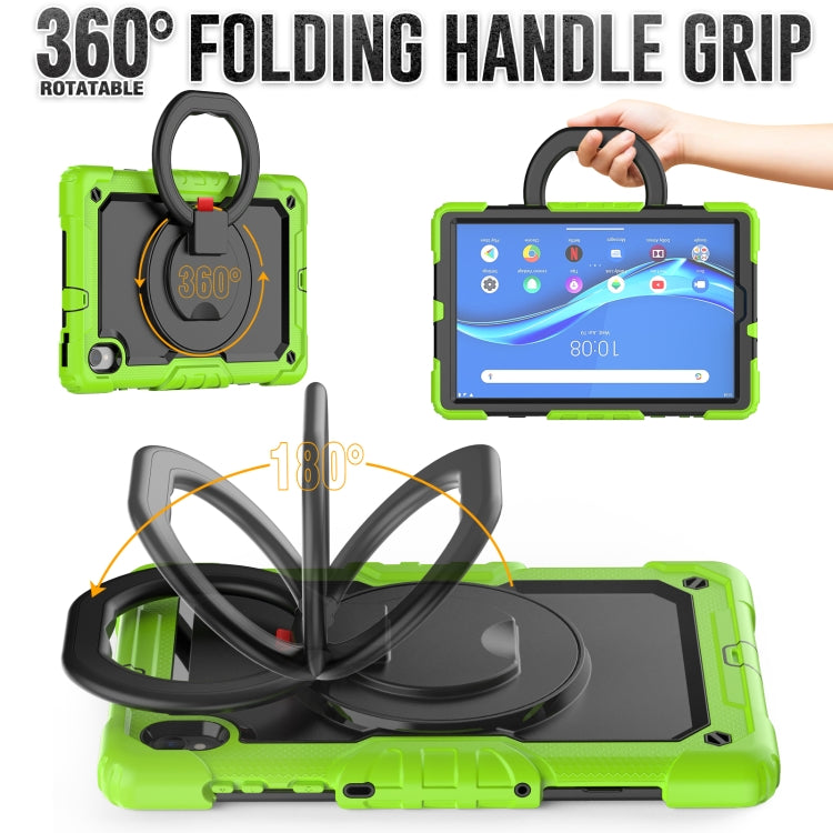 For Lenovo M10 Plus X606F Silicone + PC Holder Tablet Case(Yellow Green+Black) - Lenovo by buy2fix | Online Shopping UK | buy2fix