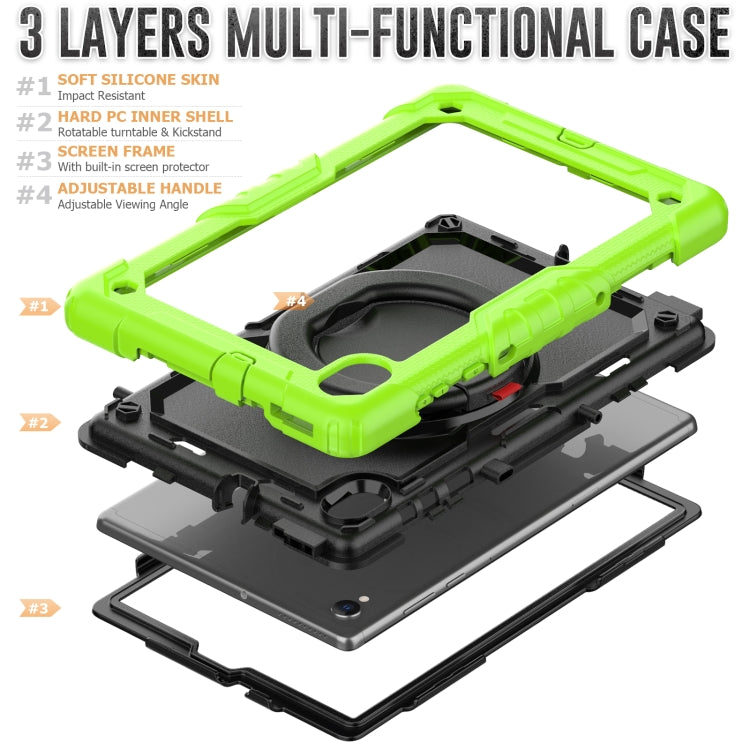 For Lenovo M10 Plus X606F Silicone + PC Holder Tablet Case(Yellow Green+Black) - Lenovo by buy2fix | Online Shopping UK | buy2fix