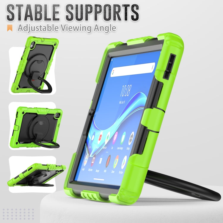 For Lenovo M10 Plus X606F Silicone + PC Holder Tablet Case(Yellow Green+Black) - Lenovo by buy2fix | Online Shopping UK | buy2fix