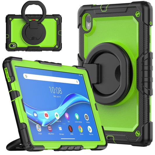 For Lenovo M10 Plus X606F Silicone + PC Holder Tablet Case(Black+Yellow Green) - Lenovo by buy2fix | Online Shopping UK | buy2fix