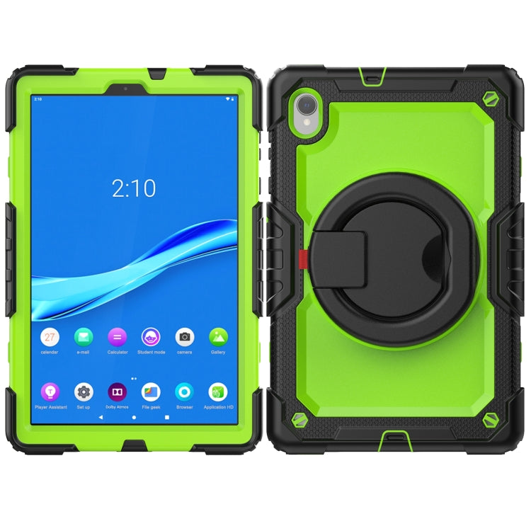 For Lenovo M10 Plus X606F Silicone + PC Holder Tablet Case(Black+Yellow Green) - Lenovo by buy2fix | Online Shopping UK | buy2fix
