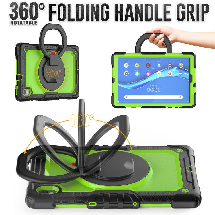 For Lenovo M10 Plus X606F Silicone + PC Holder Tablet Case(Black+Yellow Green) - Lenovo by buy2fix | Online Shopping UK | buy2fix