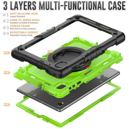 For Lenovo M10 Plus X606F Silicone + PC Holder Tablet Case(Black+Yellow Green) - Lenovo by buy2fix | Online Shopping UK | buy2fix