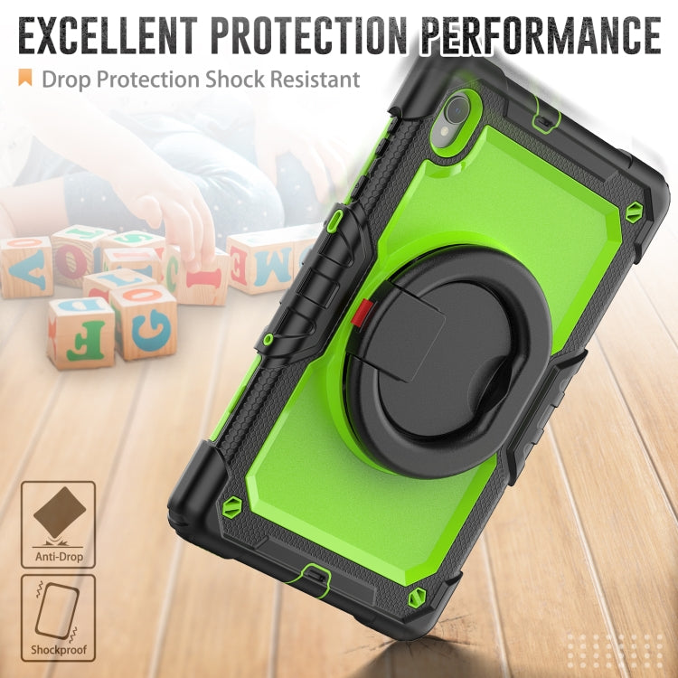 For Lenovo M10 Plus X606F Silicone + PC Holder Tablet Case(Black+Yellow Green) - Lenovo by buy2fix | Online Shopping UK | buy2fix