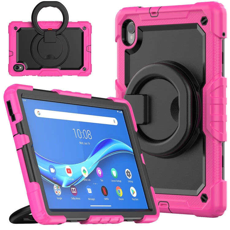 For Lenovo M10 Plus X606F Silicone + PC Holder Tablet Case(Rose Red+Black) - Lenovo by buy2fix | Online Shopping UK | buy2fix
