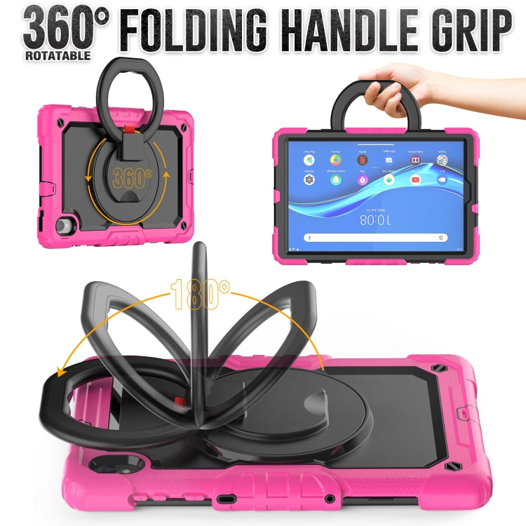 For Lenovo M10 Plus X606F Silicone + PC Holder Tablet Case(Rose Red+Black) - Lenovo by buy2fix | Online Shopping UK | buy2fix