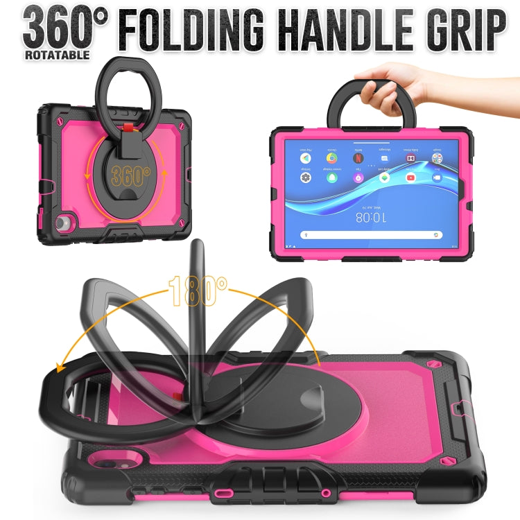 For Lenovo M10 Plus X606F Silicone + PC Holder Tablet Case(Black+Rose Red) - Lenovo by buy2fix | Online Shopping UK | buy2fix