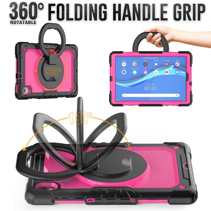 For Lenovo M10 Plus X606F Silicone + PC Holder Tablet Case(Black+Rose Red) - Lenovo by buy2fix | Online Shopping UK | buy2fix