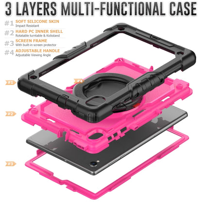 For Lenovo M10 Plus X606F Silicone + PC Holder Tablet Case(Black+Rose Red) - Lenovo by buy2fix | Online Shopping UK | buy2fix