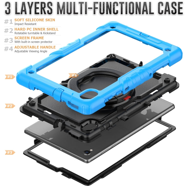 For Lenovo M10 Plus X606F Silicone + PC Holder Tablet Case(Light Blue+Black) - Lenovo by buy2fix | Online Shopping UK | buy2fix