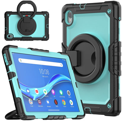 For Lenovo M10 Plus X606F Silicone + PC Holder Tablet Case(lack+Light Blue) - Lenovo by buy2fix | Online Shopping UK | buy2fix