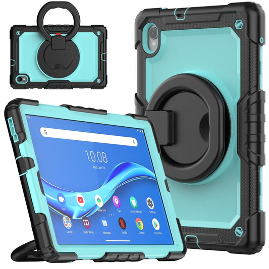 For Lenovo M10 Plus X606F Silicone + PC Holder Tablet Case(lack+Light Blue) - Lenovo by buy2fix | Online Shopping UK | buy2fix