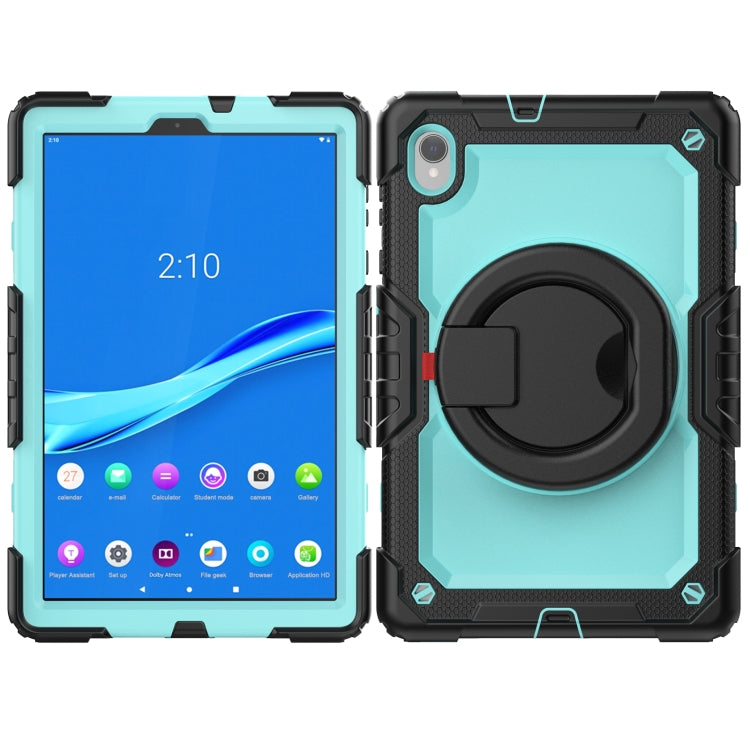 For Lenovo M10 Plus X606F Silicone + PC Holder Tablet Case(lack+Light Blue) - Lenovo by buy2fix | Online Shopping UK | buy2fix