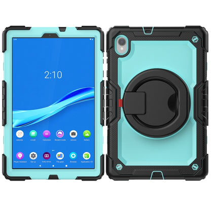 For Lenovo M10 Plus X606F Silicone + PC Holder Tablet Case(lack+Light Blue) - Lenovo by buy2fix | Online Shopping UK | buy2fix