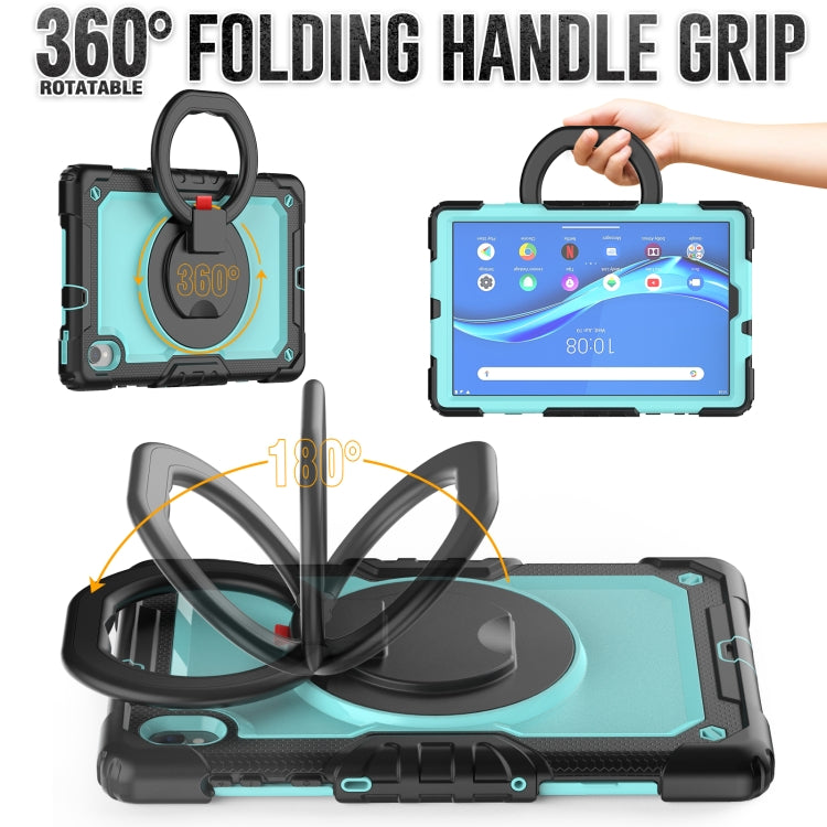 For Lenovo M10 Plus X606F Silicone + PC Holder Tablet Case(lack+Light Blue) - Lenovo by buy2fix | Online Shopping UK | buy2fix