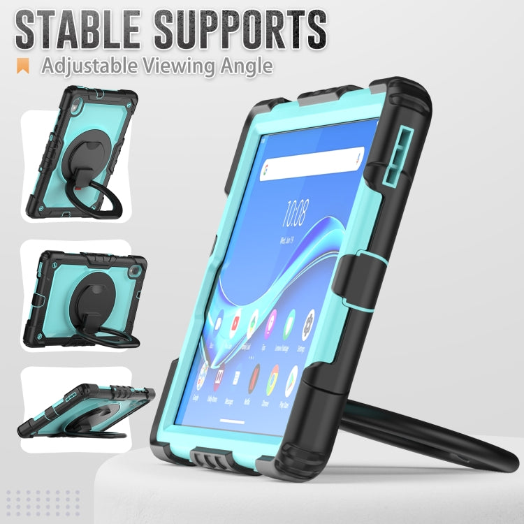 For Lenovo M10 Plus X606F Silicone + PC Holder Tablet Case(lack+Light Blue) - Lenovo by buy2fix | Online Shopping UK | buy2fix