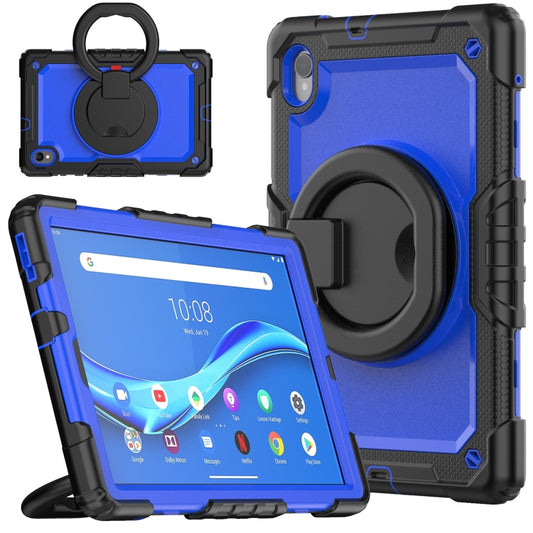 For Lenovo M10 Plus X606F Silicone + PC Holder Tablet Case(Black+Dark Blue) - Lenovo by buy2fix | Online Shopping UK | buy2fix