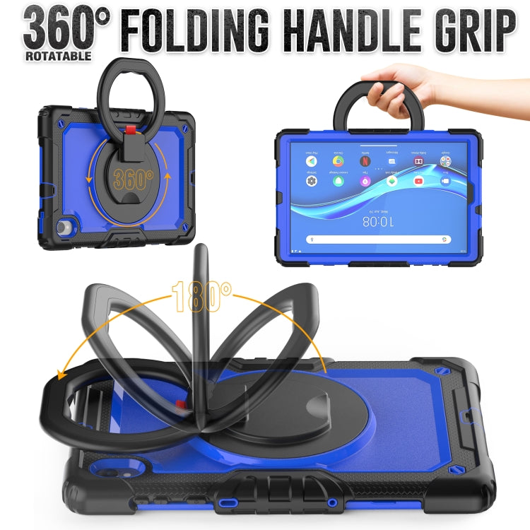 For Lenovo M10 Plus X606F Silicone + PC Holder Tablet Case(Black+Dark Blue) - Lenovo by buy2fix | Online Shopping UK | buy2fix