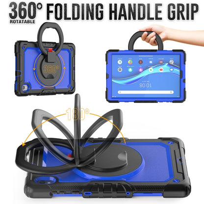 For Lenovo M10 Plus X606F Silicone + PC Holder Tablet Case(Black+Dark Blue) - Lenovo by buy2fix | Online Shopping UK | buy2fix