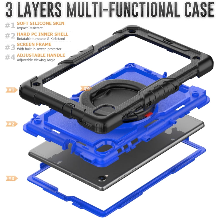 For Lenovo M10 Plus X606F Silicone + PC Holder Tablet Case(Black+Dark Blue) - Lenovo by buy2fix | Online Shopping UK | buy2fix