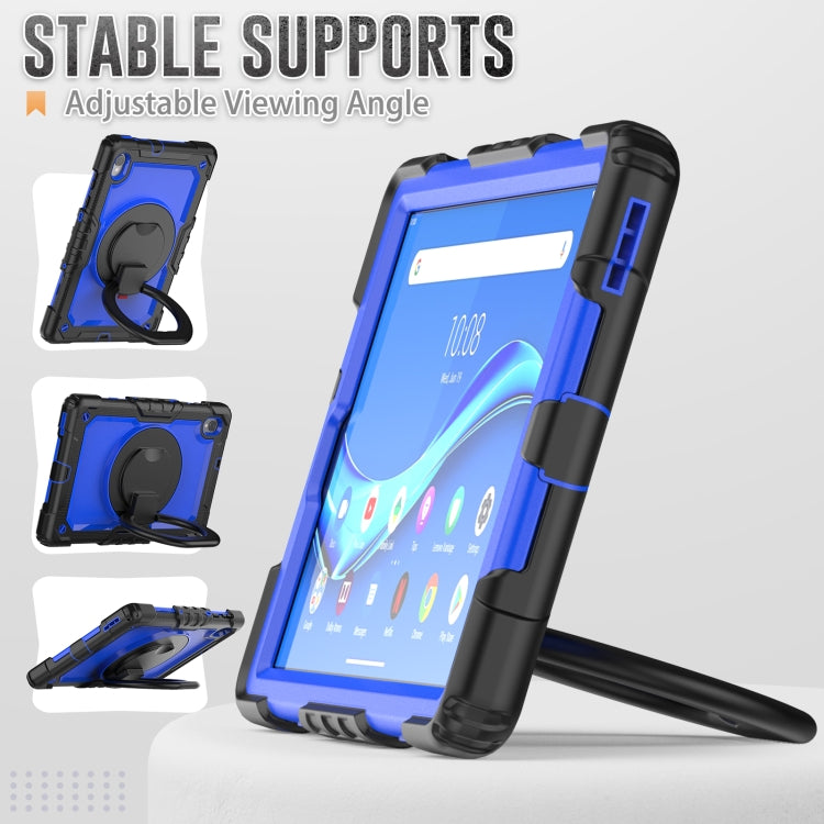 For Lenovo M10 Plus X606F Silicone + PC Holder Tablet Case(Black+Dark Blue) - Lenovo by buy2fix | Online Shopping UK | buy2fix