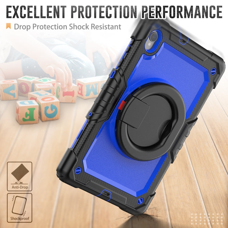 For Lenovo M10 Plus X606F Silicone + PC Holder Tablet Case(Black+Dark Blue) - Lenovo by buy2fix | Online Shopping UK | buy2fix