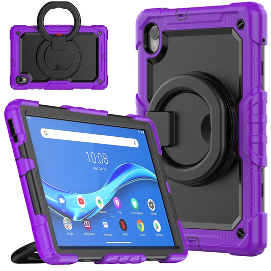 For Lenovo M10 Plus X606F Silicone + PC Holder Tablet Case(Purple+Black) - Lenovo by buy2fix | Online Shopping UK | buy2fix