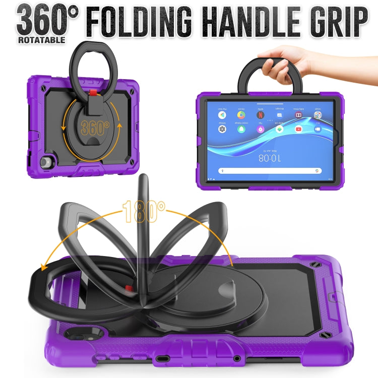 For Lenovo M10 Plus X606F Silicone + PC Holder Tablet Case(Purple+Black) - Lenovo by buy2fix | Online Shopping UK | buy2fix