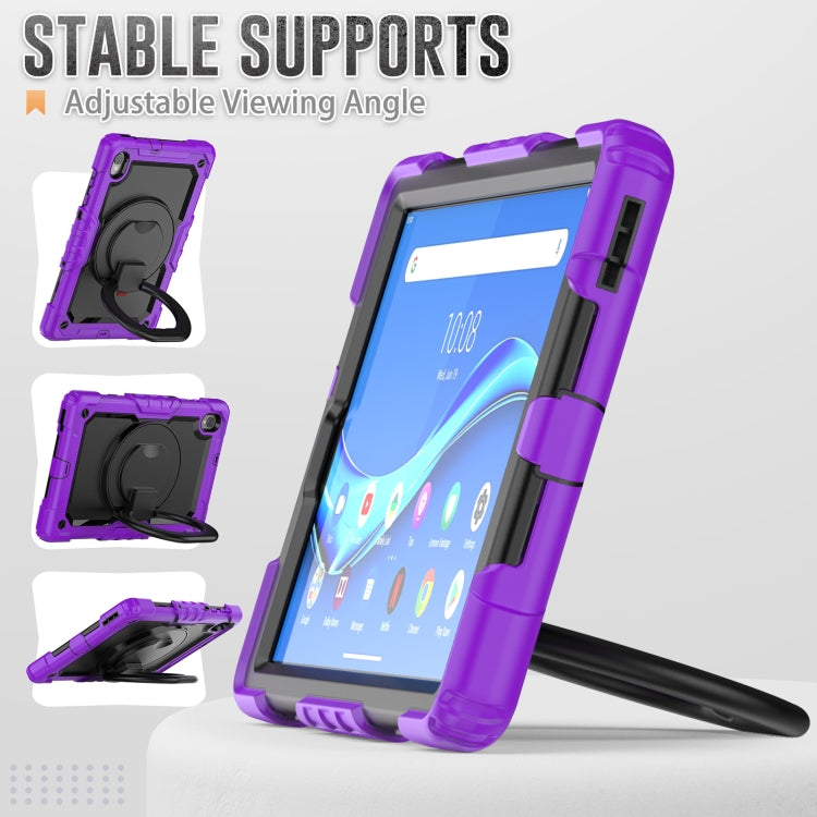 For Lenovo M10 Plus X606F Silicone + PC Holder Tablet Case(Purple+Black) - Lenovo by buy2fix | Online Shopping UK | buy2fix