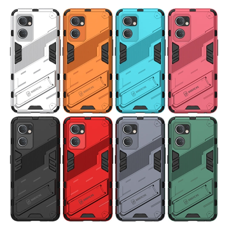 For OPPO Reno7 5G Global / Find X5 Lite Punk Armor 2 in 1 PC + TPU Shockproof Phone Case with Invisible Holder(Red) - OPPO Cases by buy2fix | Online Shopping UK | buy2fix