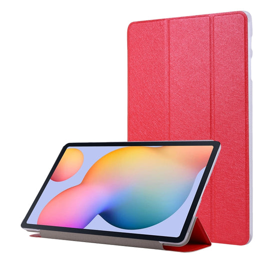 For Samsung Galaxy Tab S8+ / Tab S7+ Silk Texture Flip Leather Tablet Case(Red) by buy2fix