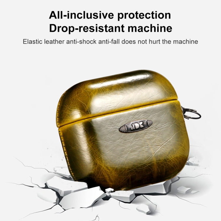 Oil Wax Leather Texture Earphone Protective Case with Hang Buckle For AirPods Pro(Red) - For AirPods 1/2 by buy2fix | Online Shopping UK | buy2fix