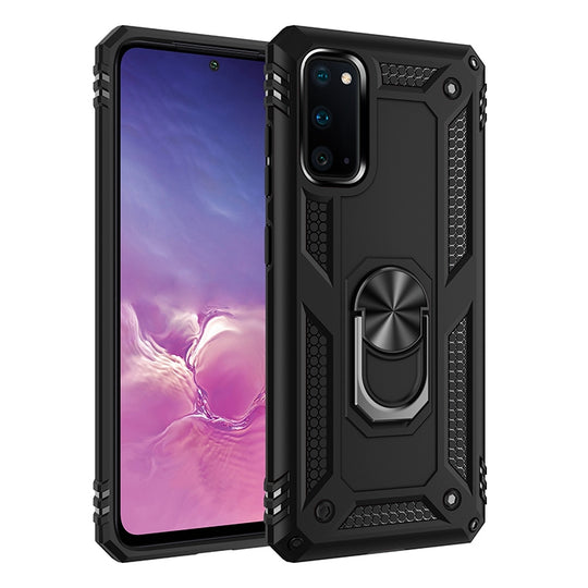 For Galaxy S20 Shockproof TPU + PC Protective Case with 360 Degree Rotating Holder(Black)