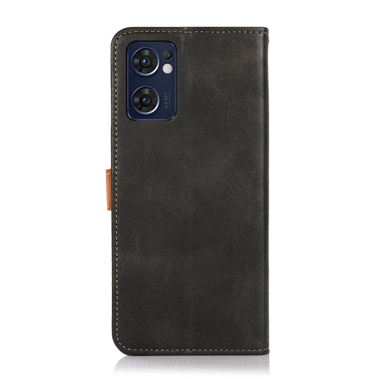 For OPPO Reno7 5G Global / Find X5 Lite KHAZNEH Dual-color Cowhide Texture Flip Leather Phone Case(Black) - OPPO Cases by buy2fix | Online Shopping UK | buy2fix