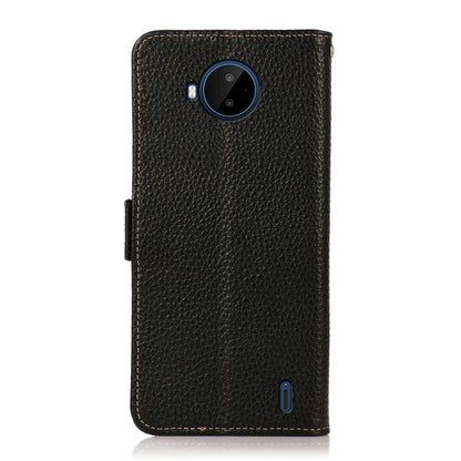 For Nokia C20 Plus KHAZNEH Side-Magnetic Litchi Genuine Leather RFID Phone Case(Black) - Nokia Cases by buy2fix | Online Shopping UK | buy2fix