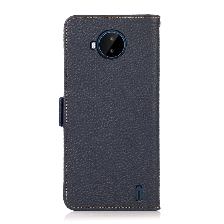 For Nokia C20 Plus KHAZNEH Side-Magnetic Litchi Genuine Leather RFID Phone Case(Blue) - Nokia Cases by buy2fix | Online Shopping UK | buy2fix